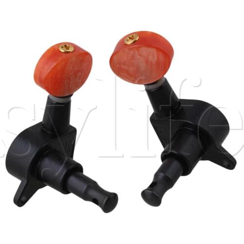 Red Button Zinc Alloy 2L+2R Black UKULELE Tuning Pegs for UKULELE