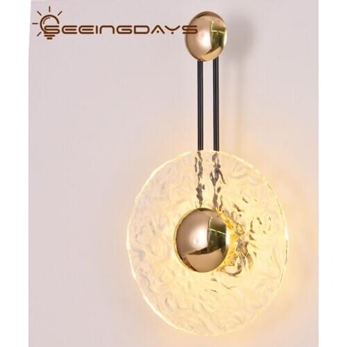 Postmodern Round Frosted Glass Wall Lamps For Living Room TV Background Home Decor Bedroom Wall Light 110v 220v Free Shipping