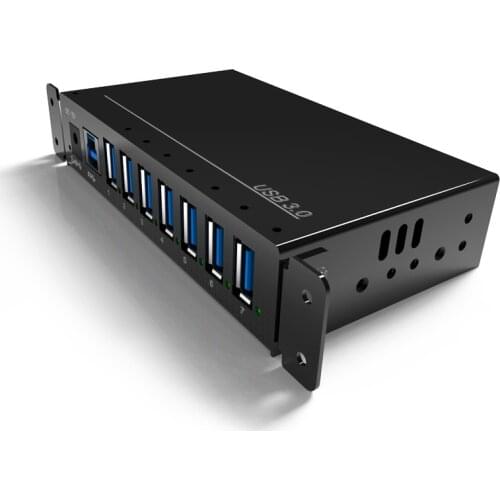 LADAGOGO usb hub 3.0 7 porty usb hub with 12V 3A Power adapter for Data Syncs 5GB Fast Speed with Mounting options for DIN Rail