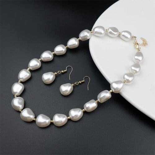 Korean Trendy Gemetric Pearl Necklace Set Imitation Pearl Handmand Chain Jewelry For Women Charming Girl Accessories Gifts