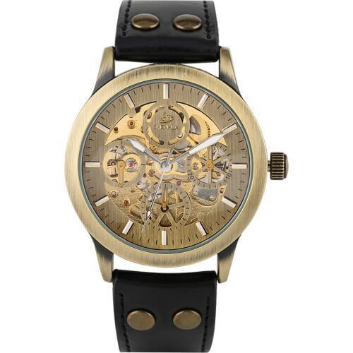 Mens Watch Automatic-self-winding Mechanical Wristwatch Luminous Function Leather Strap