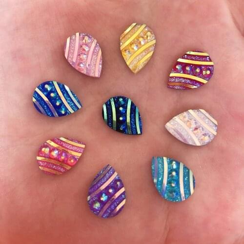 New 40pcs 10*14mm AB Resin Drop Flatback Rhinestone Child Scrapbook Craft/wedding Button R55