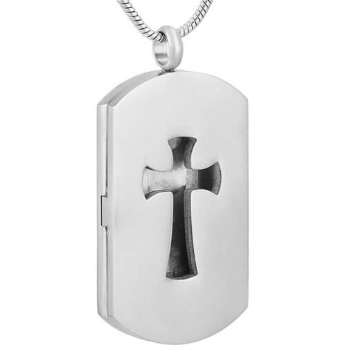 Solid Back Designed 100% Real Stainless Steel Cross Dog Tag Locket Pendant Aromatherapy Essential Oil Diffuser Necklace For Men