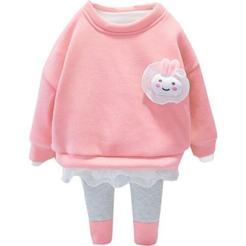 0-4 Years Winter Girls Clothing Set 2021 New Fashion cartoon solid thicken Kids Children Baby Girl Clothing