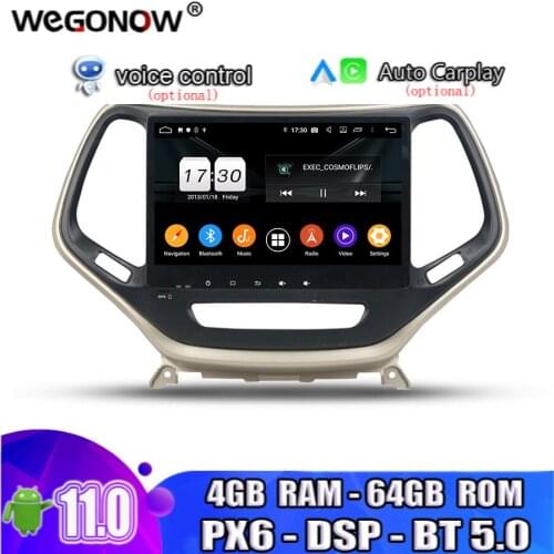PX6 TDA7851 IPS Android 10.0 For Jeep Cherokee 2016 2017 4GB 64G 8core Car DVD Player GPS map RDS Radio wifi Bluetooth 5.0 TV