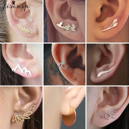 Bohemian Earings Fashion Jewelry Leaf Ear Climber Geometric Flower Wave Round Stud Earrings for Women Everyday Jewelry Earcuff
