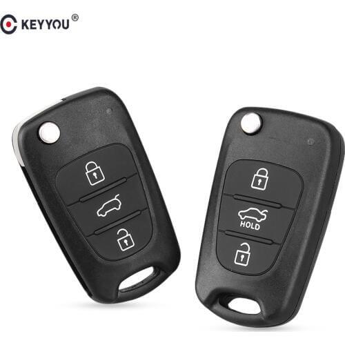 KEYYOU New 3 Buttons Flip Remote Key Shell For Hyundai I30 IX35 Kia K2 K5 Folding Remote Key Case