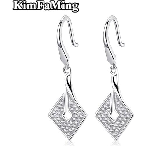 Unique Lady Zircon Pave Setting Rhombus Long Earrings for Party Good Price Fashion Fine Jewelry E016