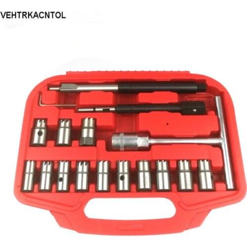 VEHTRKACNTOL 17pcs/set Car Diesel Injector Seat Cutter Fuel Injector Nozzle Seat Cleaner Cutter Remover