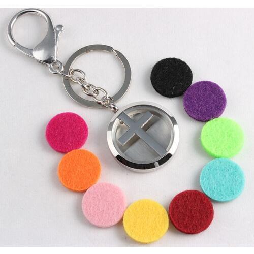 Screw Cross Stainless Steel Perfume Locket Keychain Aromatherapy Essential Oils Locket Keychain 10PCS