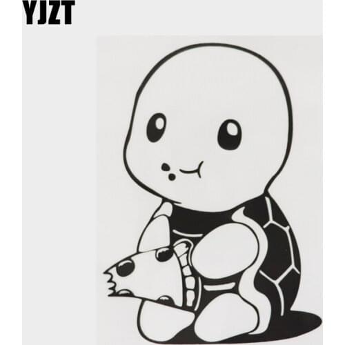YJZT 10.5CM×14.8CM Marine Animal Eat Pizza Yes Sea Turtle Decal Vinyl Car Sticker 18A-0202