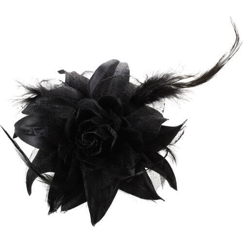 Rose Flower Hat Hair Clip Brooch Pin Black Party Lady Gift 240*180mm