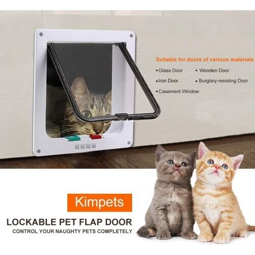 Lockable Dog Cat Kitten Door Security Flap Door ABS Plastic S/M/L Animal Small Pet Cat Dog Gate Door Pet Supplies