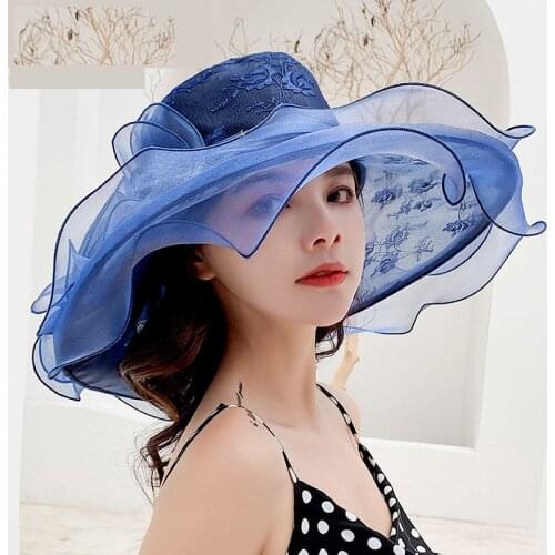 Fashion Hats for Wome Original Lace Anti-ultraviolet Temperament Wave Side Sun Hat All-match Sun Hat Summer Hats for Women hat