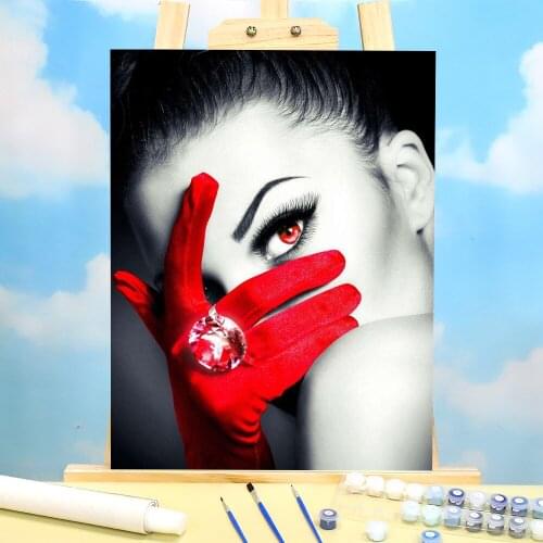 Woman Red And Black DIY Paint By Numbers Kit Acrylic Paints 50*70 Picture By Numbers Photo Home Decoration Children Drawing