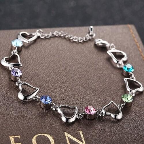 11.11 Women Bracelet 2021 made with Austria Crystal for Girls Fashion Heart Bracelet Bangles Jewelry Valentines Day Bijoux Gift