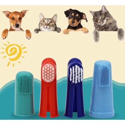 1pc Super Soft Pet Finger Toothbrush Teddy Dog Brush Bad Breath Tartar Teeth Tool Toys Dog Cat Cleaning Supplies Puppy Toy