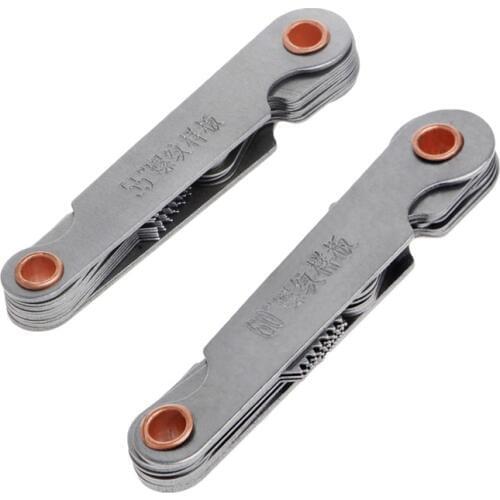 2 Pcs Stainless Steel Metric Screw Pitch 60+55 Degree Thread Measuring Gauge L15