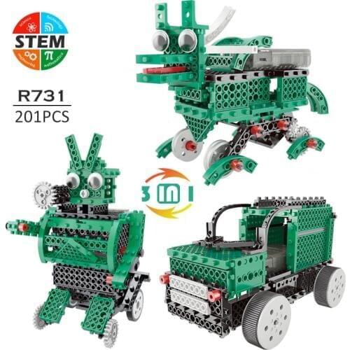 201Pcs Children RC Toys 3 In 1 Building Blocks Assembled Electric Remote Control Toys Children STEM Educational Toys Kids Gifts