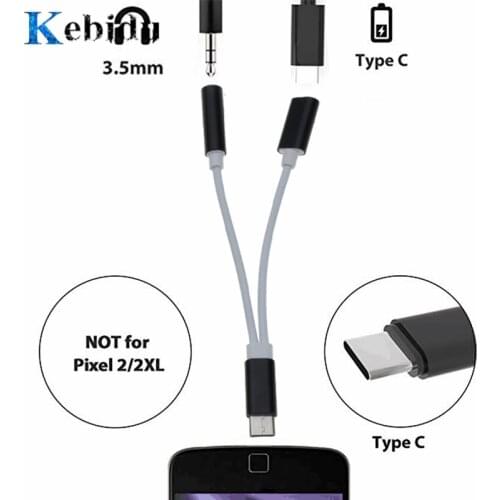 Kebidu Mini Type-C to 3.5mm Adapter Earphone Audio Cable 2 In 1 Music Port Adapter Type C to 3.5 AUX Jack for Xiaomi 6 Mi6