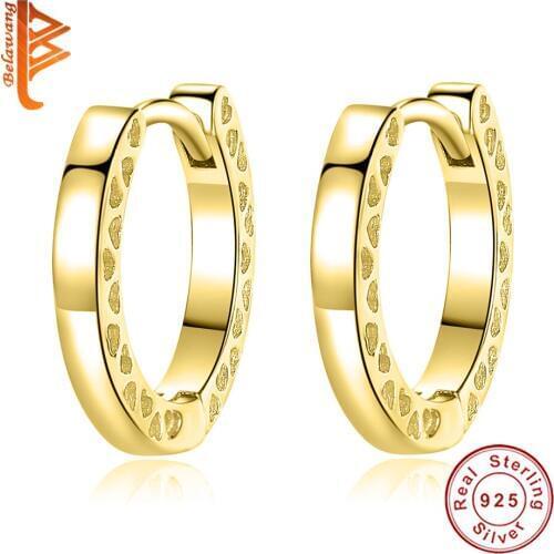 Authentic 100% 925 Sterling Silver Gold Earrings Forever Round Heart Hoop Earrings For women Luxury Silver Jewelry Gift