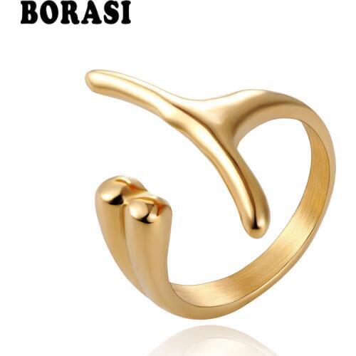 BORASI New Top Quality Peculiar Rings Brand Female Rings Popular Jewelry Stainless Steel Rings For Women Engagement Wedding Gift