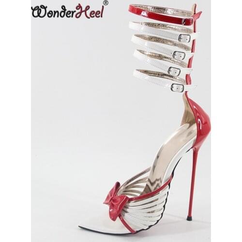 Wonderheel Pointed toe Sandals ultra high heel 16cm stiletto heel sexy Ankle straps extremely thin metal heel women sandals