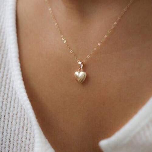 Heart Chain Necklace choker Women Necklaces short Jewelry european Simple Zinc Alloy Metal Trendy gold color fashion Naszyjnik