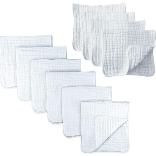 Baby Muslin Burp Cloths Cotton Hand Washcloths 6 Layers Extra Absorbent Soft F3ME