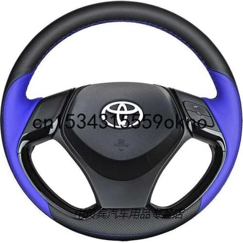 For Toyota CHR C-HR 2020 DIY Top Black Leather Car Steering Wheel Cover Accessories