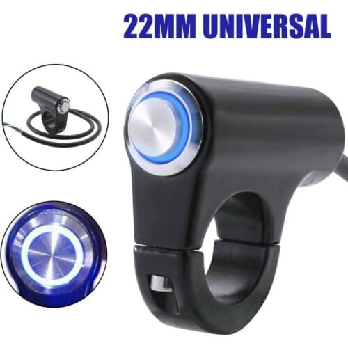 1PC 7/8" 22mm LED Motorcycle Handlebar Headlight Switch Fog Light ON OFF Waterproof Self-locking 12V Blue Electric Accessories