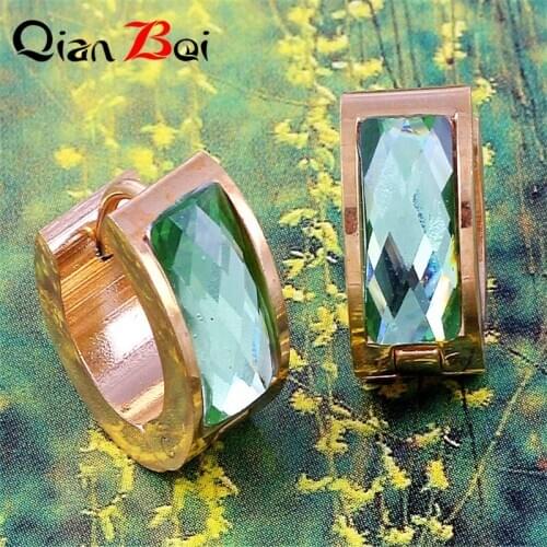 QianBei Punk Titanium Steel Ear Clip Earrings For Men Women Personalized Pattern No Pierced Fake Ear Circle New Pop Jewelry