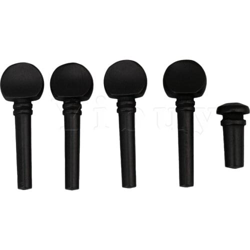 Yibuy Black Ebony 1/16 Violin Tuning Pegs with Tail End Pin 46 x 16mm