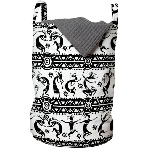 Kokopelli Laundry Basket Folk Dancing Ethnic Ornate Design Organizer for Clothes Underwear Socks Toys Wash Bag & Home Storage