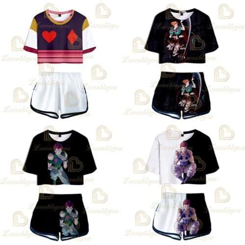 3D Anime High School Tracksuit Women Two Piece Set Top and Shorts Cosplay 3D Summer Clothes