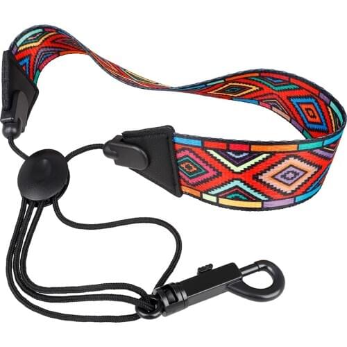 Red Diamond Pattern Colored Polyester Saxophone Neck Strap Shoulder Strap for Alto / Soprano / Tenor Saxophone