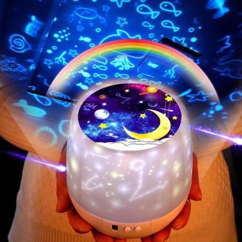 Colorful Starry Sky Projector Night Light Remote Control Star Light projector Rotation Lamp USB Charging For Kids Baby Gift