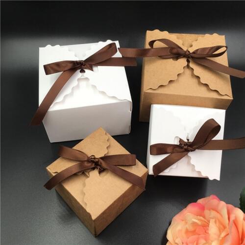 Creative 100pcs wedding candy wrapping supply, anniversary festival party petal/tea/chocolate packing carton with ribbon
