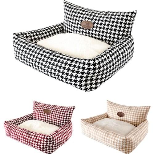 Pet Bed Warm House For Cat Soft Pet Products Plaid House For Dog Pet Pillow Cooling Dog Cushion Washable Puppy Bed