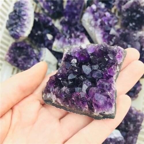 MOKAGY 1pc 40g-55g Purple Feng Shui Natural Amethyst Crystal Quartz Drusy Geode Cluster Healing Stone Decoration Ornament