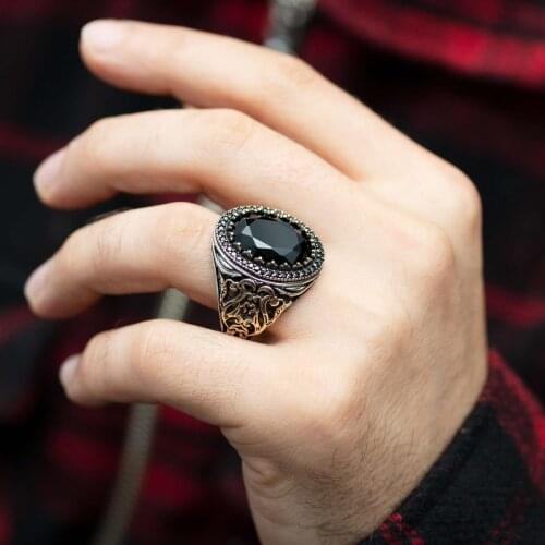 Facet Cut Zirconia stone New Design Sterling Silver Men 'S Ring