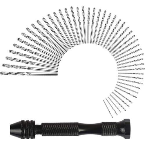 Hand Drill Set Precision Pin Vise With 49 Pcs Mini Twist Drill Bits For Model,Diy,Jewelry Making,Multipurpose Rotary Tool Dril
