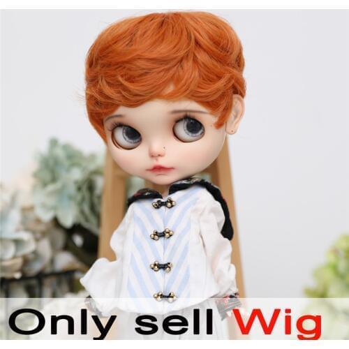 9-10 inch Blyth Wig Short Orange Curly Hair