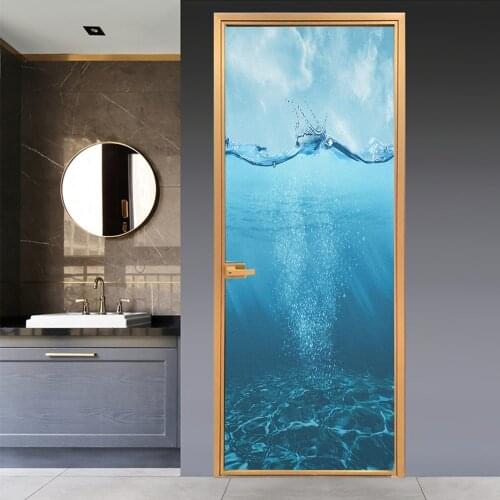 Window Film Privacy Ocean Non Adhesive Glass Sticker Sun Protection Heat Control Window Coverings Window Tint for Homedecor