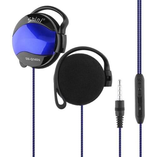 SHINI SN-Q140S 3.5mm Wired Headsets Sport Headphone Ear-Hook Headset Line Control Volume Earphone with Mic Wired Earphones