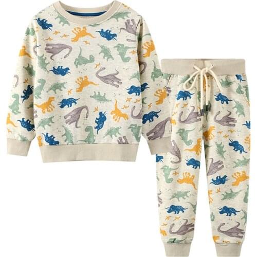 Jumping Meters Winter Autumn Sweaters Clothing Sets Cotton Boys Girls Dinosaurs Outfits Hot Selling Children 2 pcs Sets
