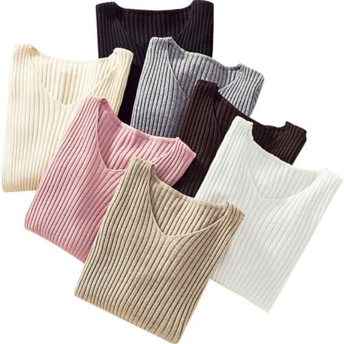 Pullover Knit Sweater Women Winter Clothes Women Jumper V Neck Soft Rib Knitted Winter Tops Knitwear Slim Pull Femme Sweaters