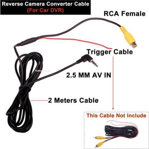 RCA to 2.5MM AV IN Cable for Car DVR Camcorder Rear View Parking Camera Adapter