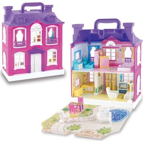 DIY Assembly Mini Castle House Model Set with LED Kid Pretend Play Education Toy