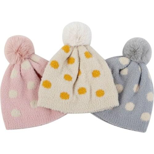 Newborn Winter Cute Girls Soft Coral Velvet Warm Childrens Beanie Baby Boys Hats Elastic Candy Color Skullies Caps with Pompom